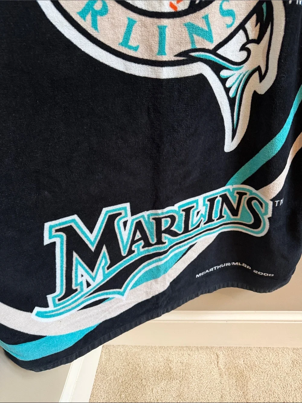 Florida Marlins Beach Towel Black & Teal Graphic